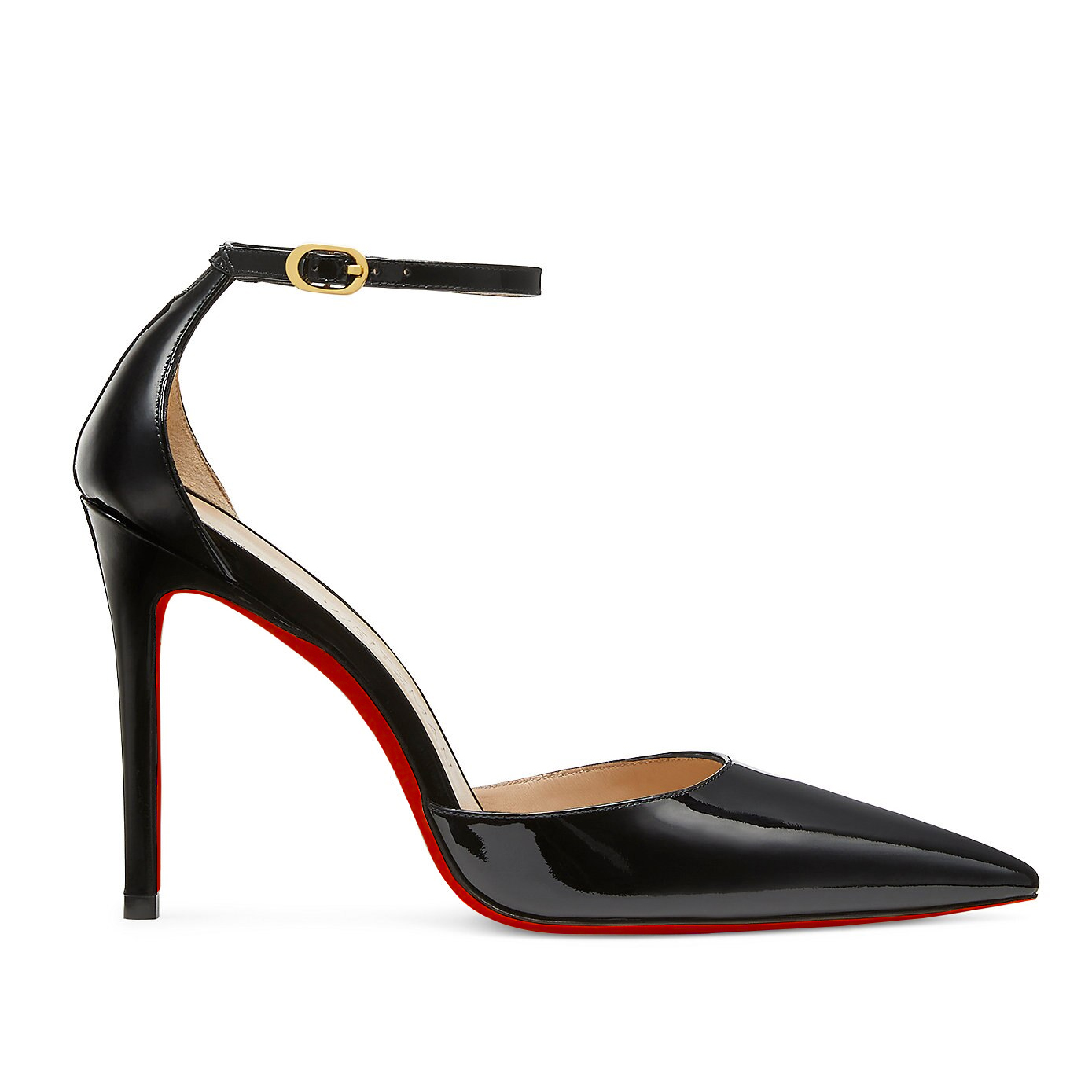 3.94" Women's Ankle Buckle Pointed Toe Pumps Wedding Party Red Bottoms High Heels-MERUMOTE