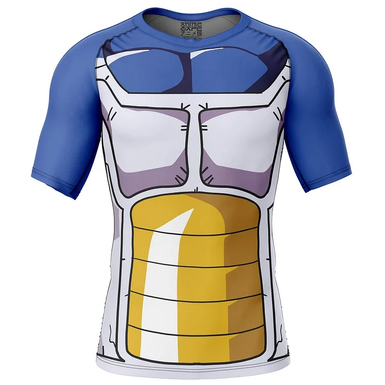 Vegeta Battle Suit Dragon Ball Short Sleeve Rash Guard Compression Shirt