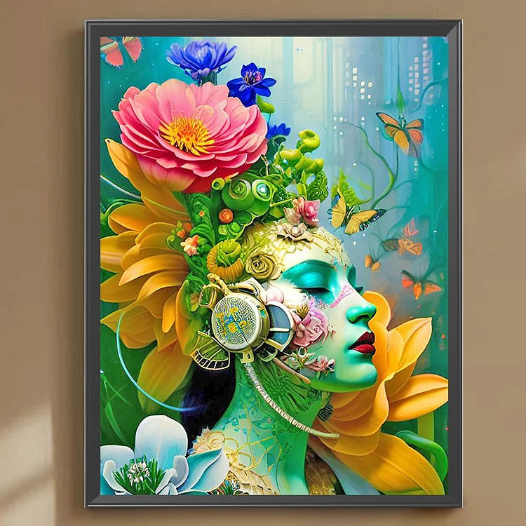 Flower and Butterfly Beauty - Full Round - Diamond Painting (30*40cm)