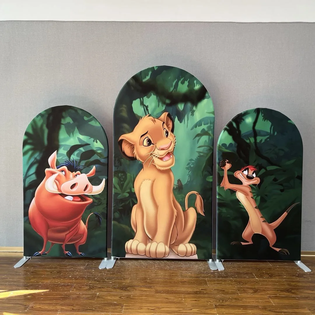 Lion King Three-Piece Double-sided Printing Set of Arch Backdrop Covers For Birthday Party RedBirdParty