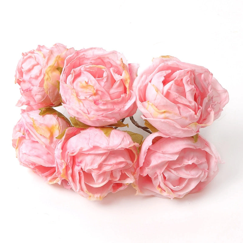 10 Pieces Pink Artificial Flower Wedding Shooting Props Handmade Diy Hair Accessories Decoration Flower Box Material