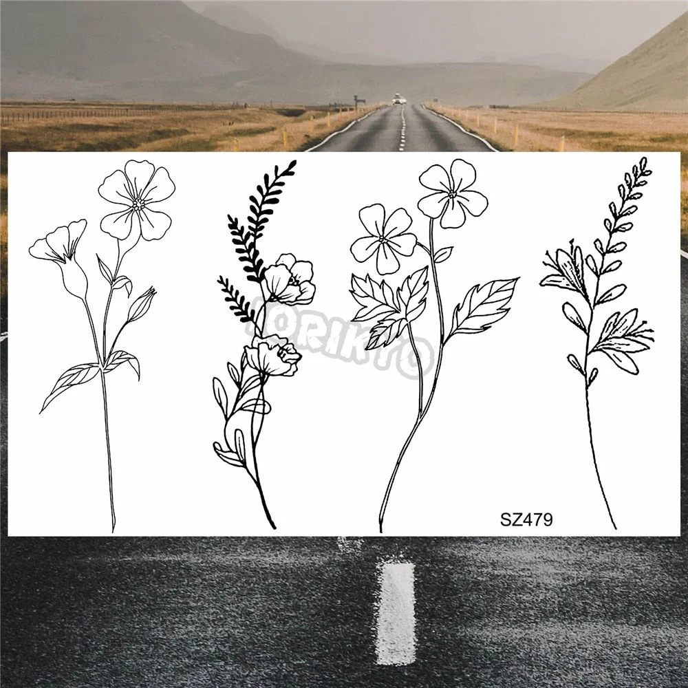 Colorful Hummingbird Small Temporary Tattoos For Women Girls Lavender Plum Blossom Fake Tattoo Sticker Wedding Neck Tatoos Ear