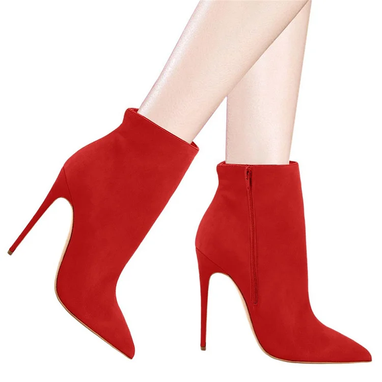 4.72" Women's Ankle Boots Closed Pointed Toe Stilettos Suede Booties VOCOSI VOCOSI