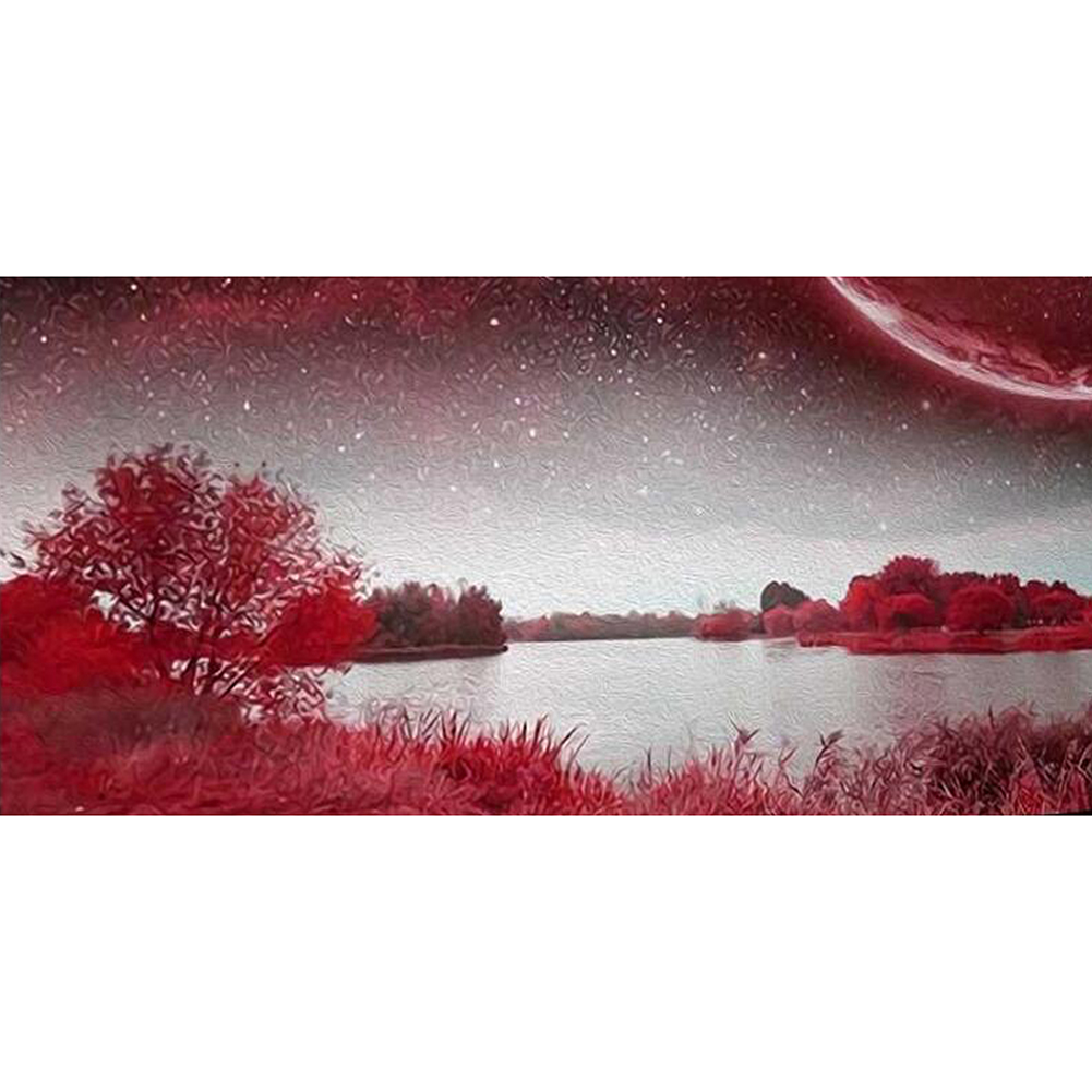 

80*40CM - Round Drill Diamond Painting - Night River, 501 Original