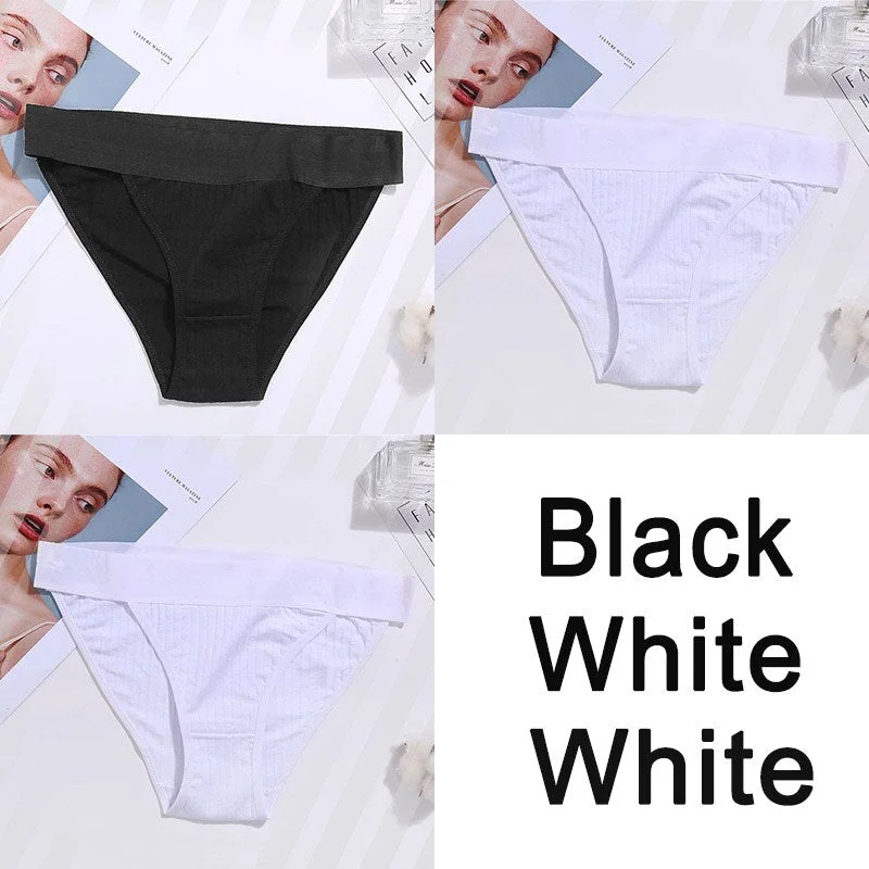 3PCS Women Cotton Panties Sexy Low Waist Underwear Panties Female Lingerie Underpants Hollow Heart Embossed Briefs Solid Color