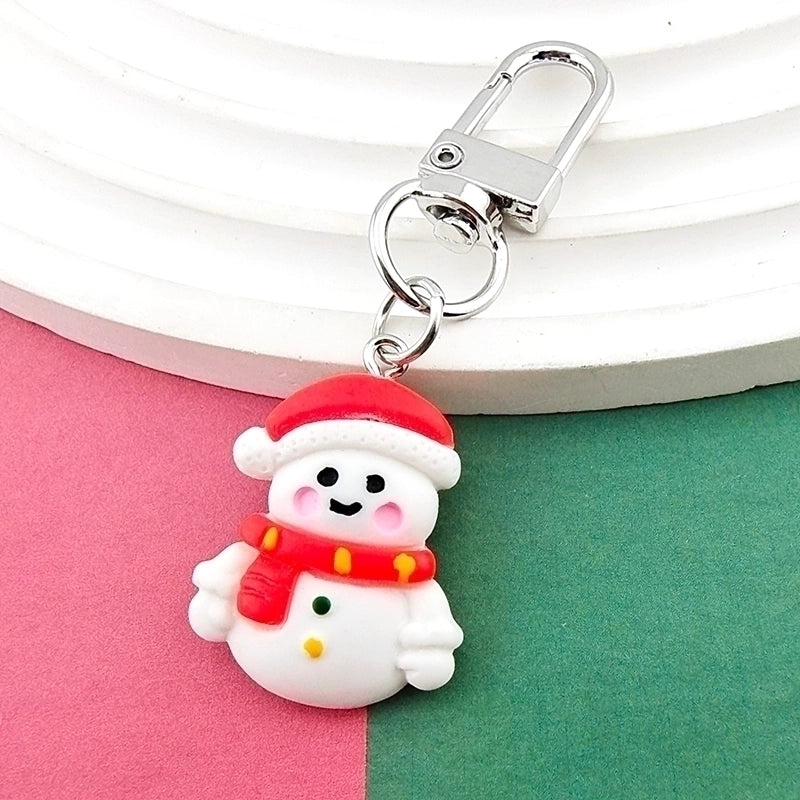 Cute Minimalist Snowman Snowflake Elk Alloy Resin Christmas Keychain