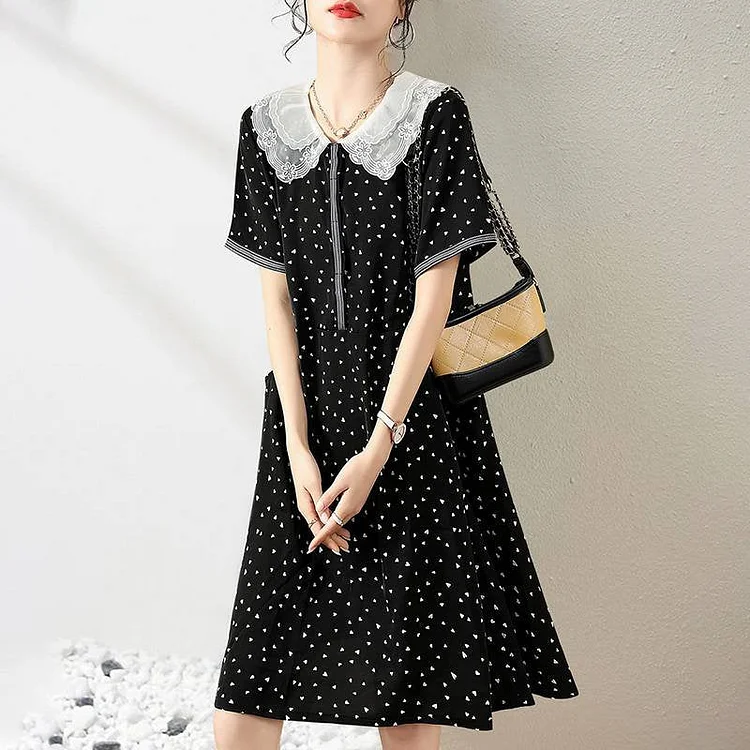 Polka Dots A-Line Short Sleeve Dresses QueenFunky