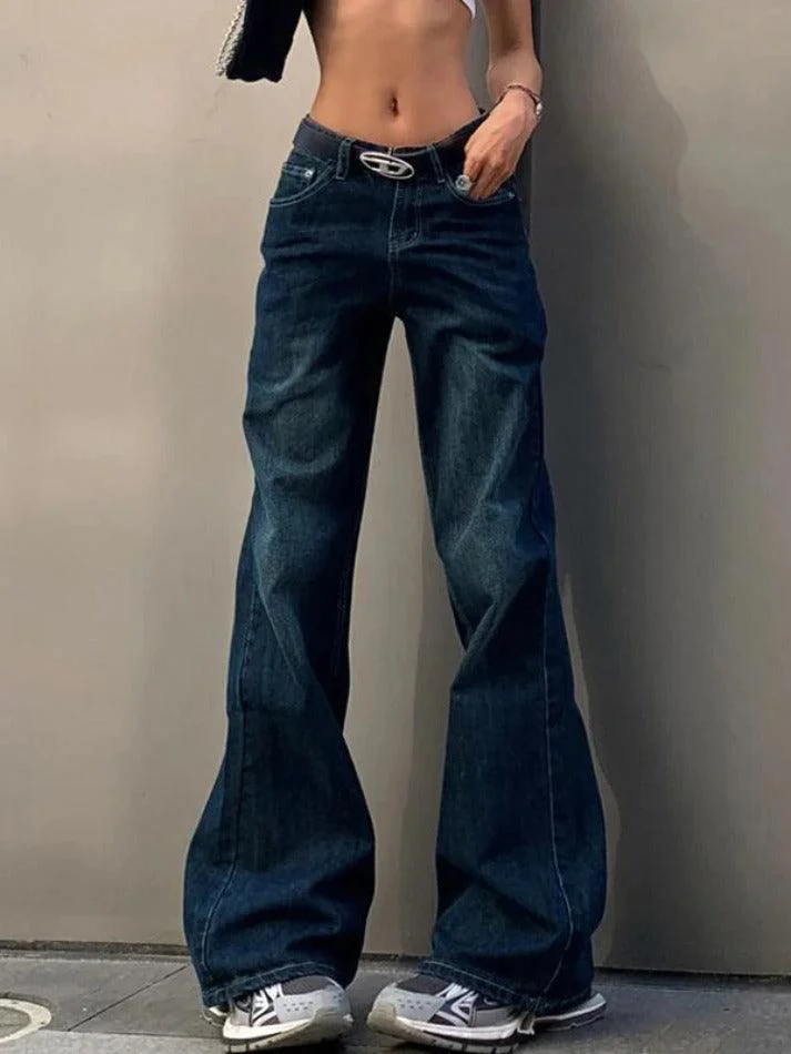 Brownm Vintage Washed Distressed Flare Jeans