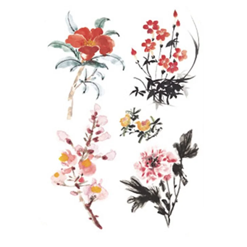 Pink Bloom Rose Water Transfer Fake Tattoo Stickers Women Body Chest Art Temporary Waist Bracelet Flash Tatoos Flower For Girl