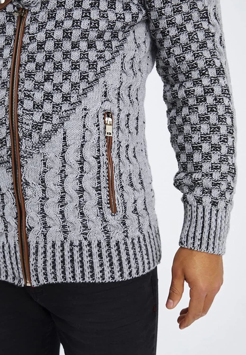 Wongn Wongn New Men's Zipper High Turtleneck Cardigan Long Sleeved Knitwear Purchase Exclusive