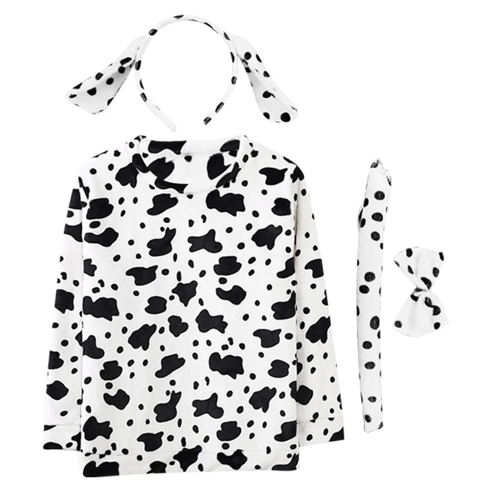 Movie Cruella Spotted Dog White Shirt Set Outfits Cosplay Costume Halloween Carnival Suit