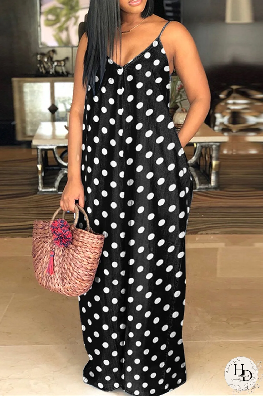 White Sexy Print Split Joint Spaghetti Strap Straight Dresses