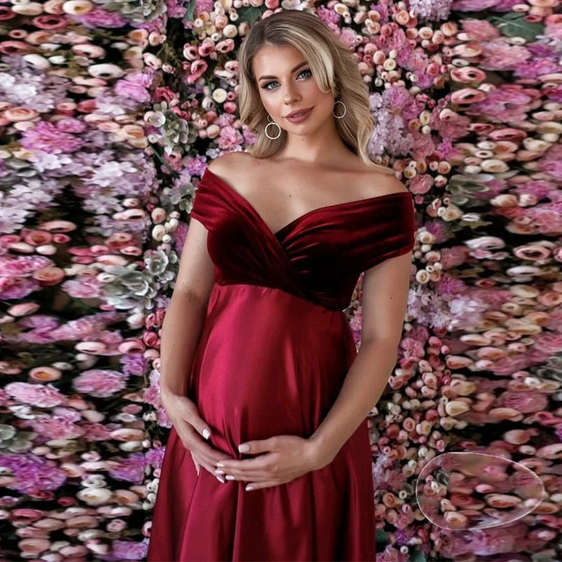 Silk Sexy Maternity Photo Shoot Dresses Long Baby Showers Party Evening Pregnancy Maxi Gown Photography Props for Pregnant Women