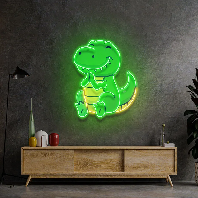 Dinosaur Clapping LED Neon Sign Light Anime Cartoon Home Decor