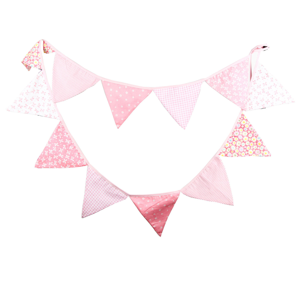 

12 Flags 3.2m Pink Cotton Party Wedding Pennant Bunting Banner Decor, 501 Original