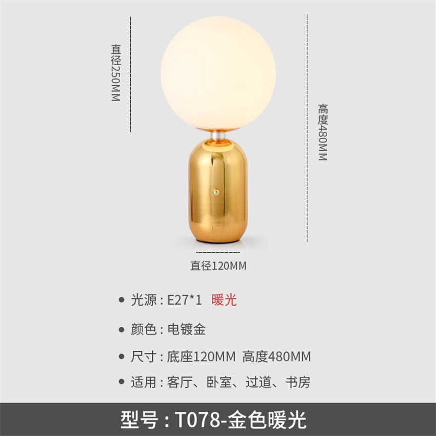 Modern LED Table Lights Golden Bedroom Bedside Table Lamps Warm Art Ball Table Lamp Lighting Decor Sconce Lamps Lights Fixtures