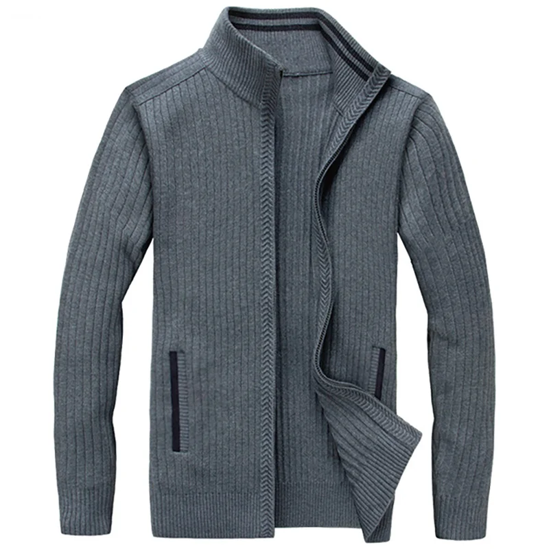 Men's Knitted Cardigan Plus Size Thickened Casual Solid Color Turtleneck Autumn And Winter Sweater