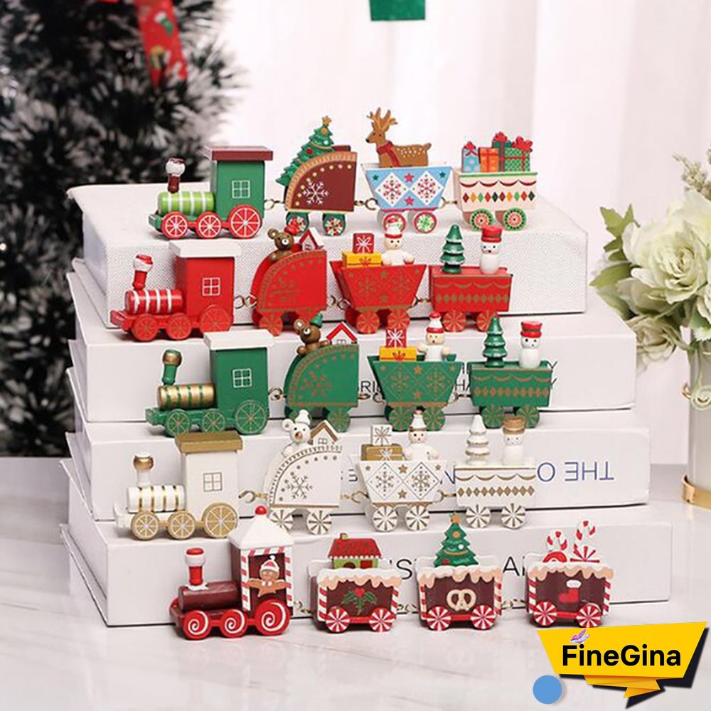 Christmas Decoration Wooden Little Train For Home Decor Christmas Santa Snowman Ornaments New Year Gifts