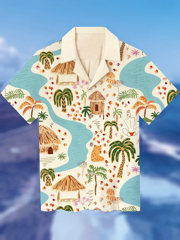 Men's Hawaii Resorts Art Print Shirt