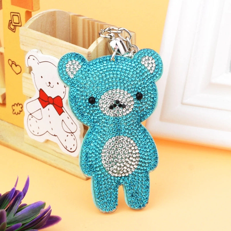 5 Pieces Cute Bear Flannel Diamond Women’s Keychain