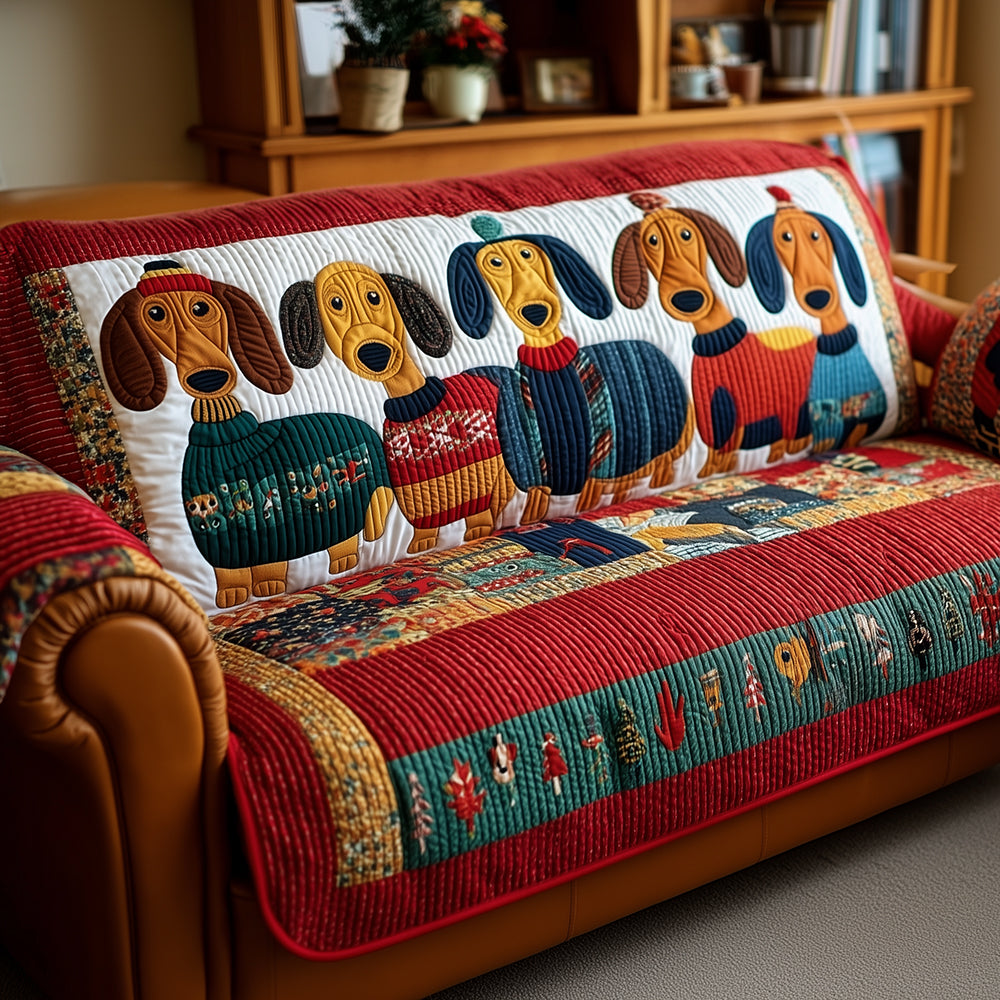 Cozy Dachshund Crew Quilted Sofa Cover NCU0TH3701 everthome