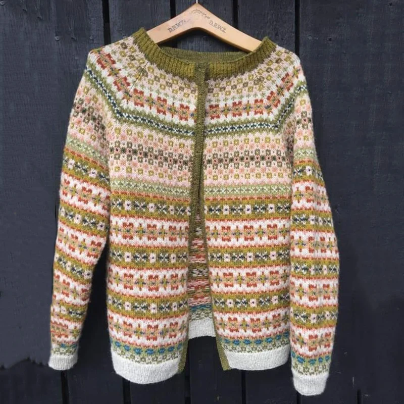 Vintage Icelandic Van Knit Jacquard Warmth Cardigan Unisex