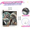 Moonlit Native And Wolf Special Shaped 5D DIY Partial Drill Diamonds Dots Gem Art Kits 11.81 X11.81inch Diamond Dots Paintings Diamonds Paintings Gem Art for Adults Beginners Home Decor