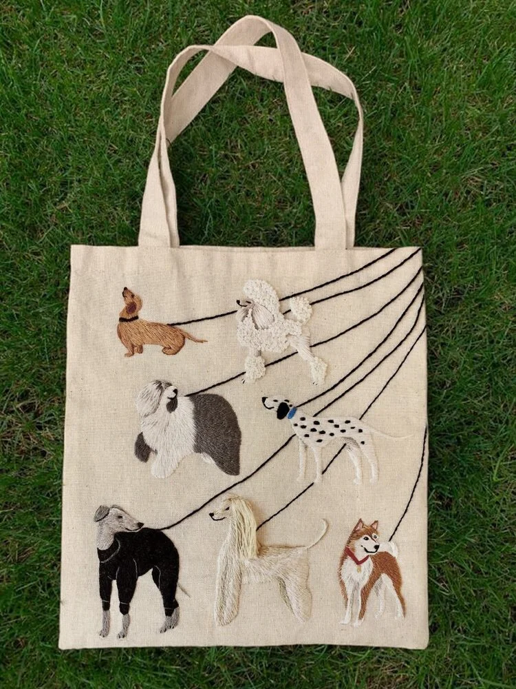 Women's Various Types Of Dogs Print Shoulder Tote Bag