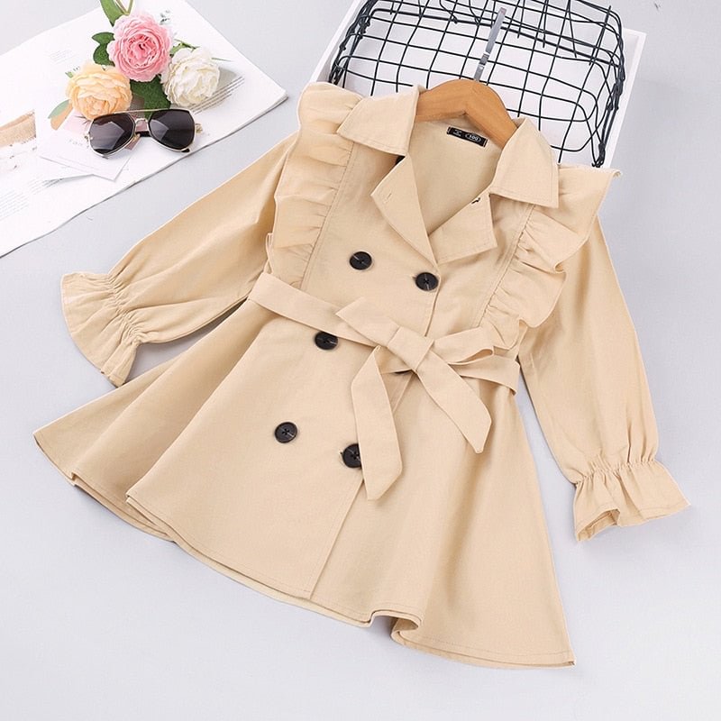 2021 Toddler Girls Clothes Autumn Winter Long Sleeve Fashion Trench Coats Children Solid Outerwear with Sashes Costume 2-6Y