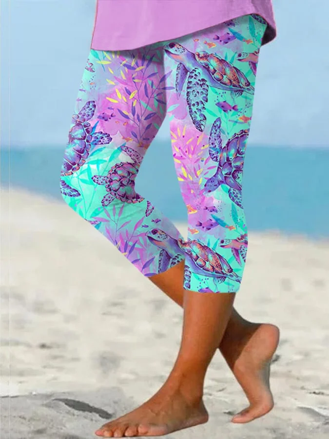 🔥Buy 3 Get 10% Off🔥Women's Hawaiian Turtle Print Resort Casual Leggings