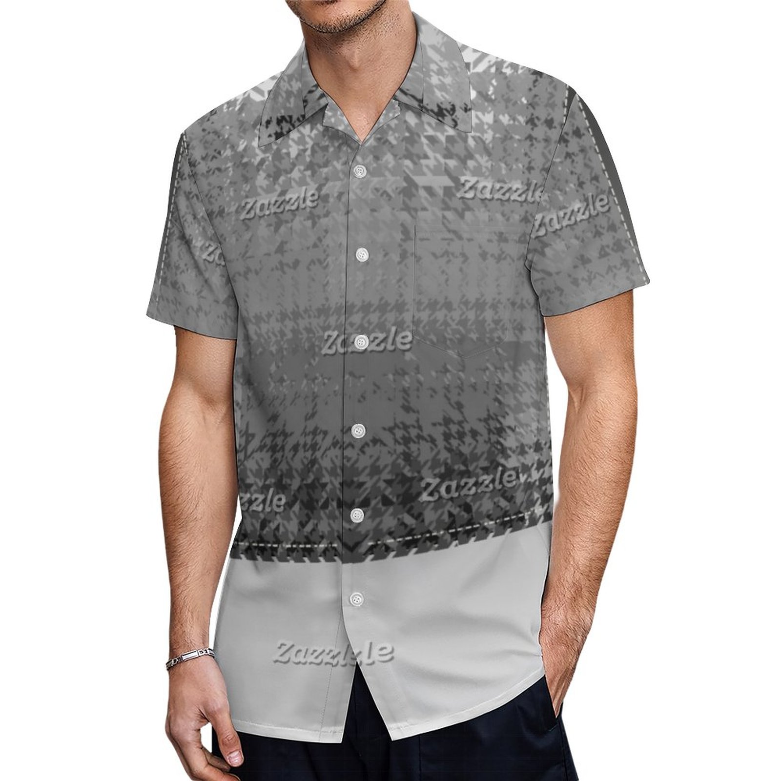 Carol E Cut Offs Houndstooth Hawaiian Shirt Mens Button Down Plus Size Tropical Hawaii Beach Shirts