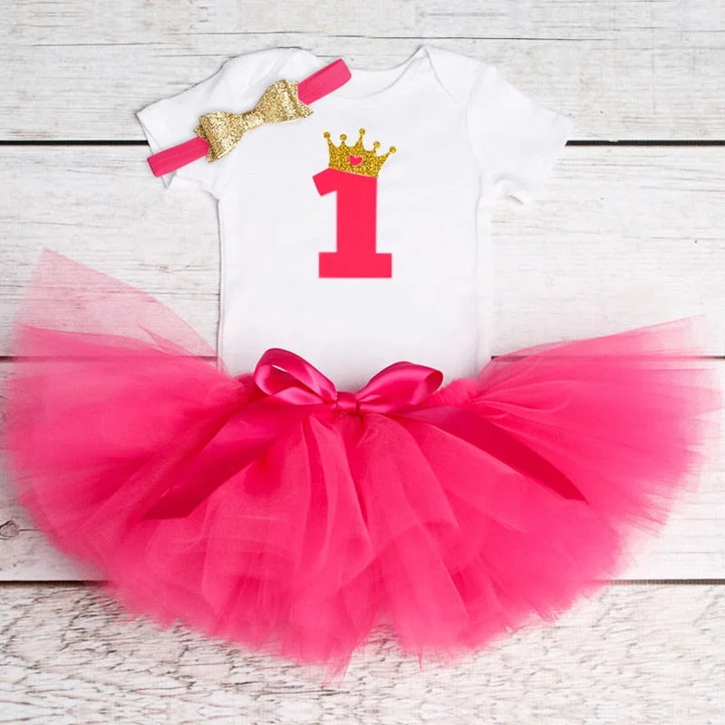 New Cotton Baby Girl First 1st Birthday Party Tutu Dresses for Vestidos Infantil Princess Clothes 1 Year Girls Children's Wear