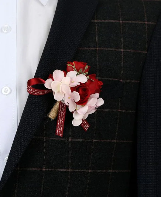 Elegant Multicolor Corsage Wedding Boutonniere Artificial Flowers Accessories 