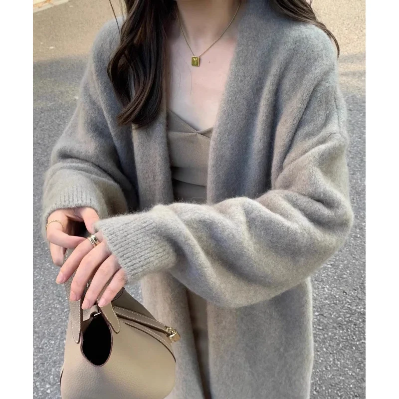 Uveng Uveng Glutinous High-End Loose Long Sweater Autumn And Winter 2024 New Lazy Knit Coat Coat
