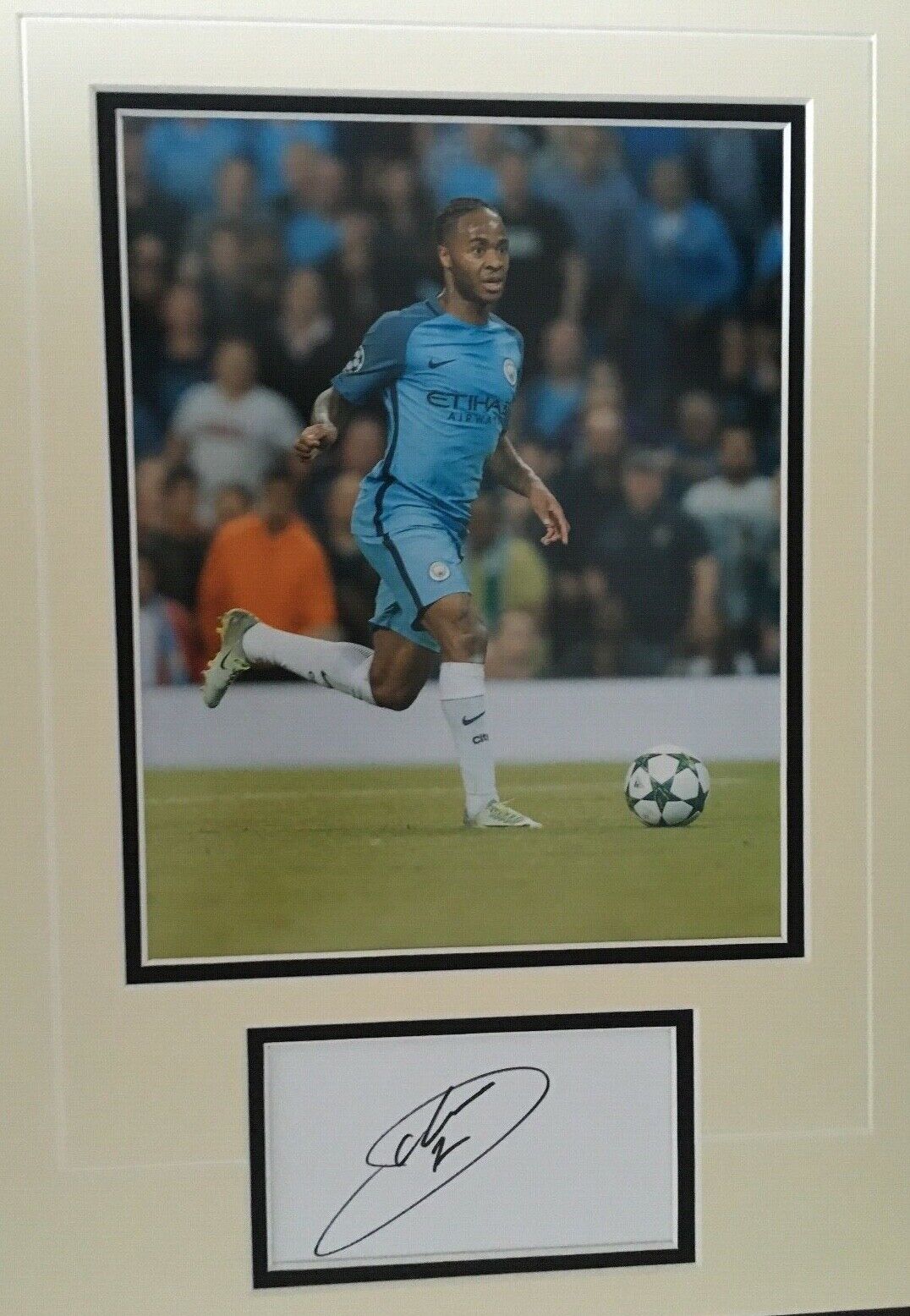 RAHEEM STERLING - MANCHESTER CITY FOOTBALLER - STUNNING SIGNED Photo Poster painting DISPLAY