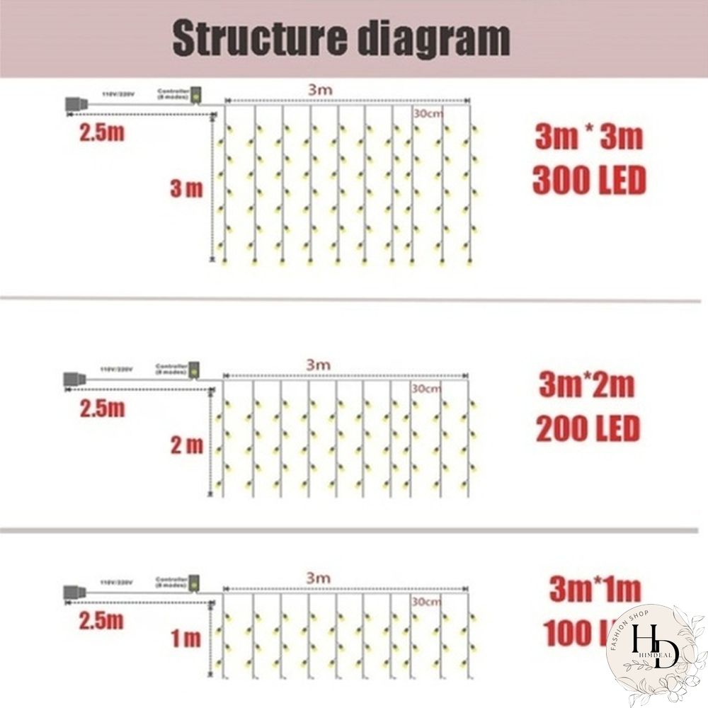 Upgrade Fairy Light Strings Christmas Wedding Party Decor Curtain String Light