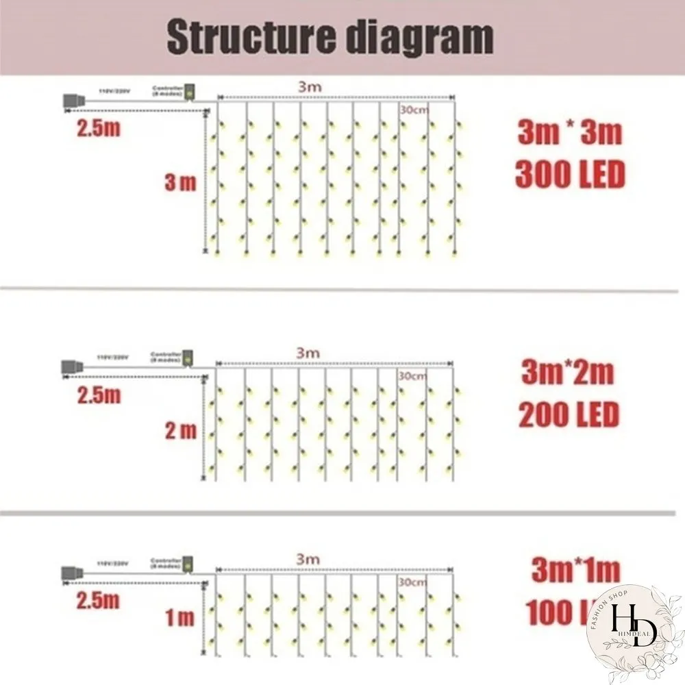 Upgrade Fairy Light Strings Christmas Wedding Party Decor Curtain String Light