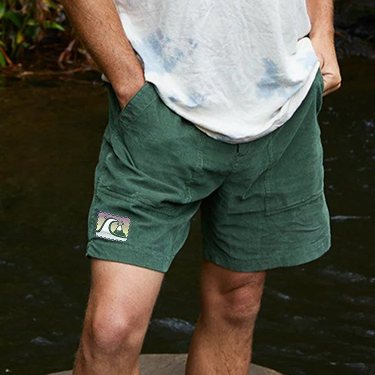 Men's Casual Retro Beach Vacation Print Shorts 1c66
