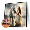 Diamond Painting-DIY Full Round Drill Girl And Horse