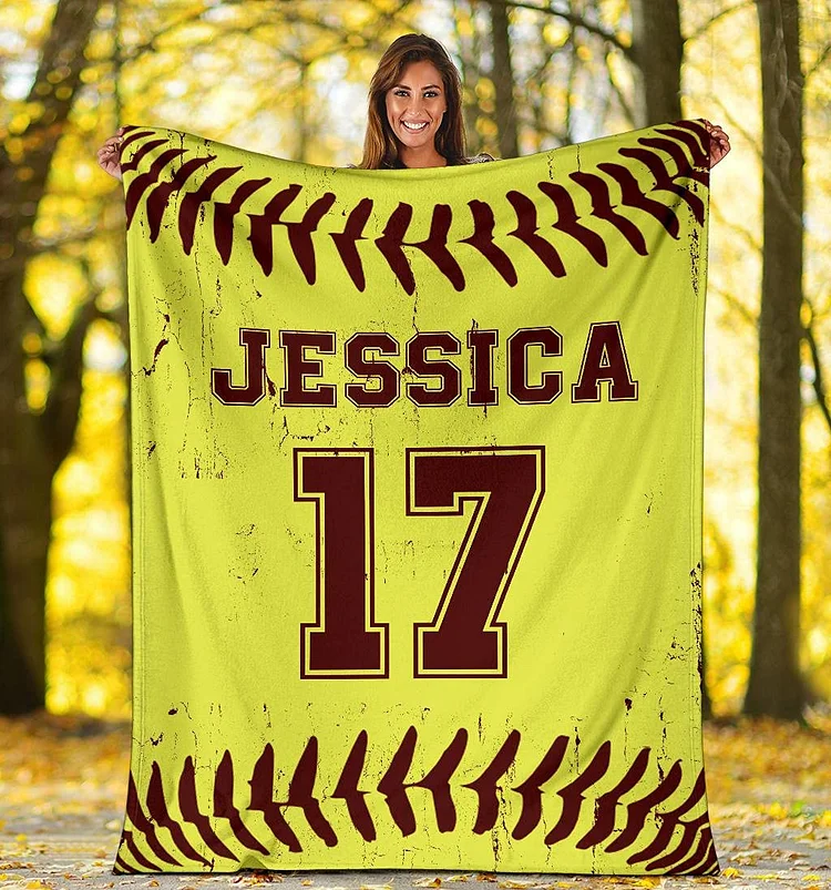 Personalized Softball Blanket for Comfort & Unique| BKKid192