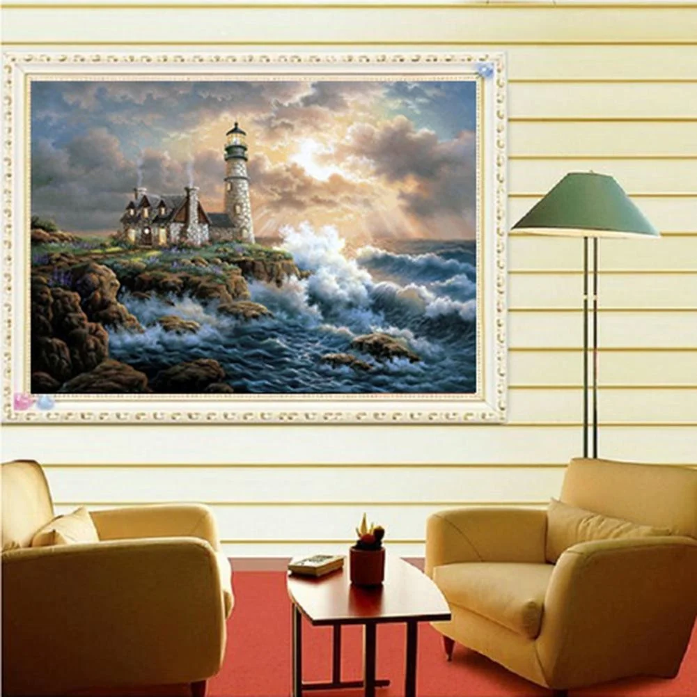 Diamond Painting - Full Round Drill - Seaside Lighthouse(40*30cm)