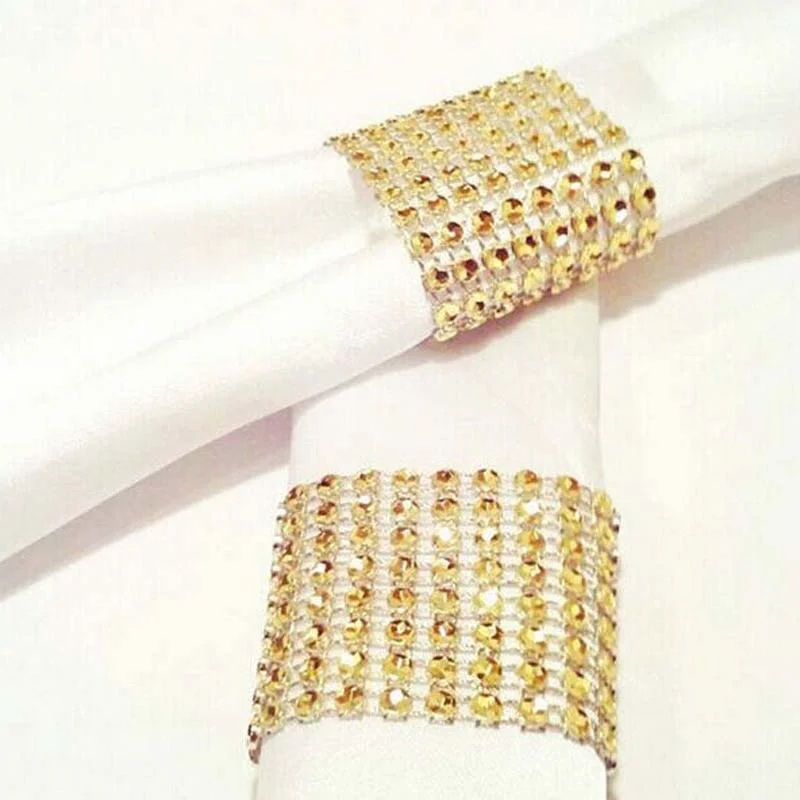 10pcs Diamond Napkin Rings Wedding Napkin Holders Wrap for Wedding Hotel home Table Centerpieces Decoration Supplies gold silver