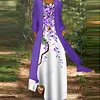 Women's Elegant Round Neck Two Piece Long Sleeve Floral Print Maxi Dress
