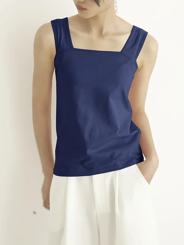 Casual Simple 6 Colors Square-Neck Sleeveless Vest