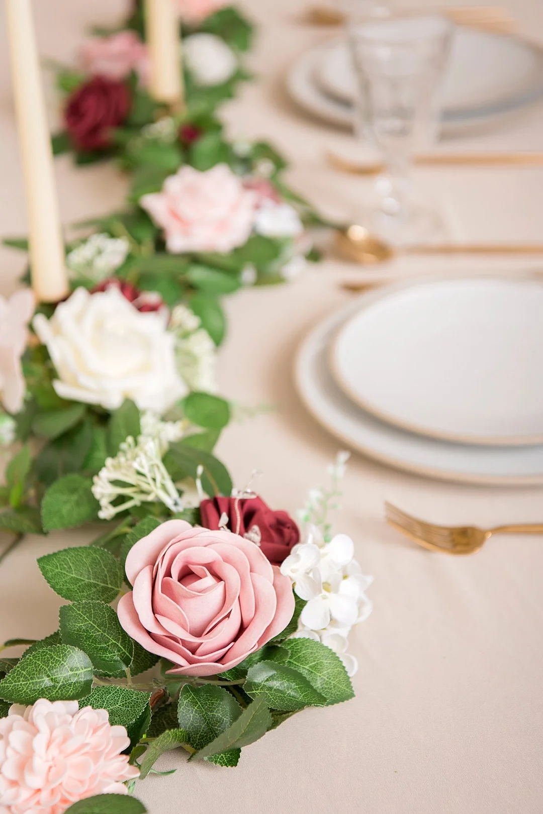5ft Flower Garlands in Dusty Rose & Cream