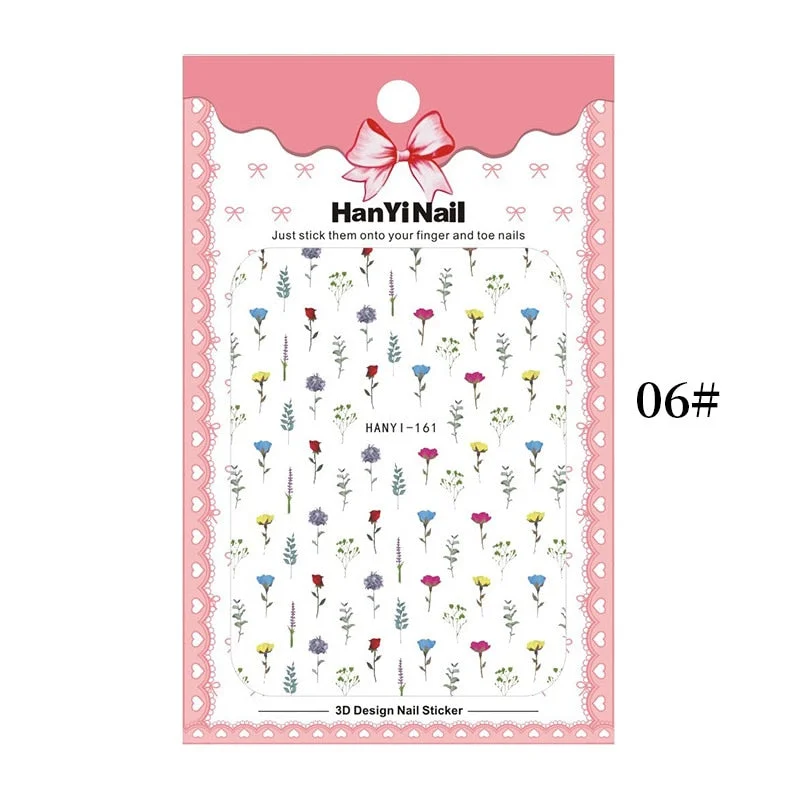 3D Charms Flowers Leaf Nail Art Stickers Watercolor Abstract Floral Nail Decal Sliders Manicures Nail Art Decorations For Autumn