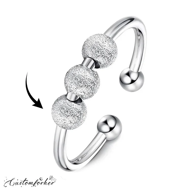 3 Bead Rotatable Round Anxiety Ring Adjustable Ring