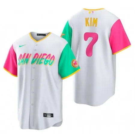 Men's San Diego Padres #7 Ha Seong Kim 2022 White City Connect Cool Base Stitched Jersey 49MR