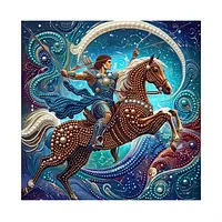 Crescent Moon Horse Rider - Pearls Painting