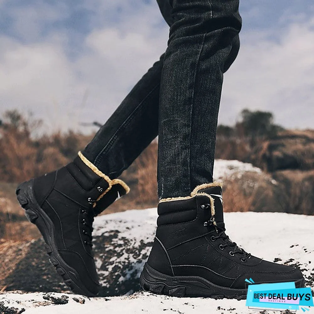 Men's Snow Boots Pu Winter Sporty Boots Hiking Shoes Warm Booties / Ankle Boots Black / Camel